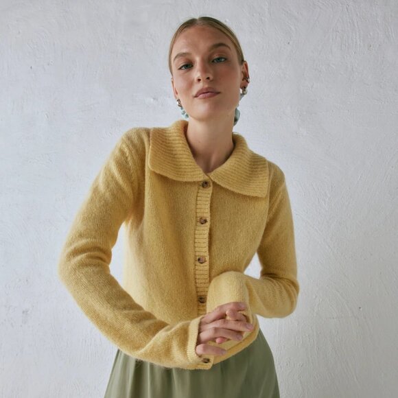 Vrg Grl Sweaters - VRG GRL Avery Knit Cardigan in Lemon